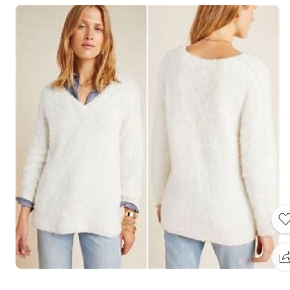 Cozy White V-Neck Sweater // Simone Sweater Ivory - Picture 5 of 11